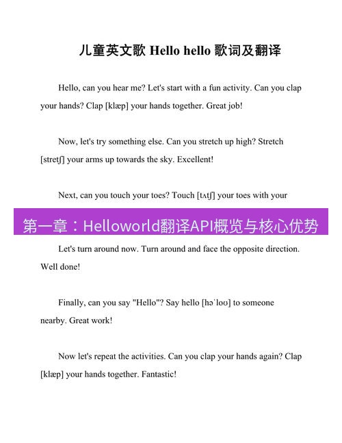 helloworld翻译在线 第一章：Helloworld翻译API概览与核心优势